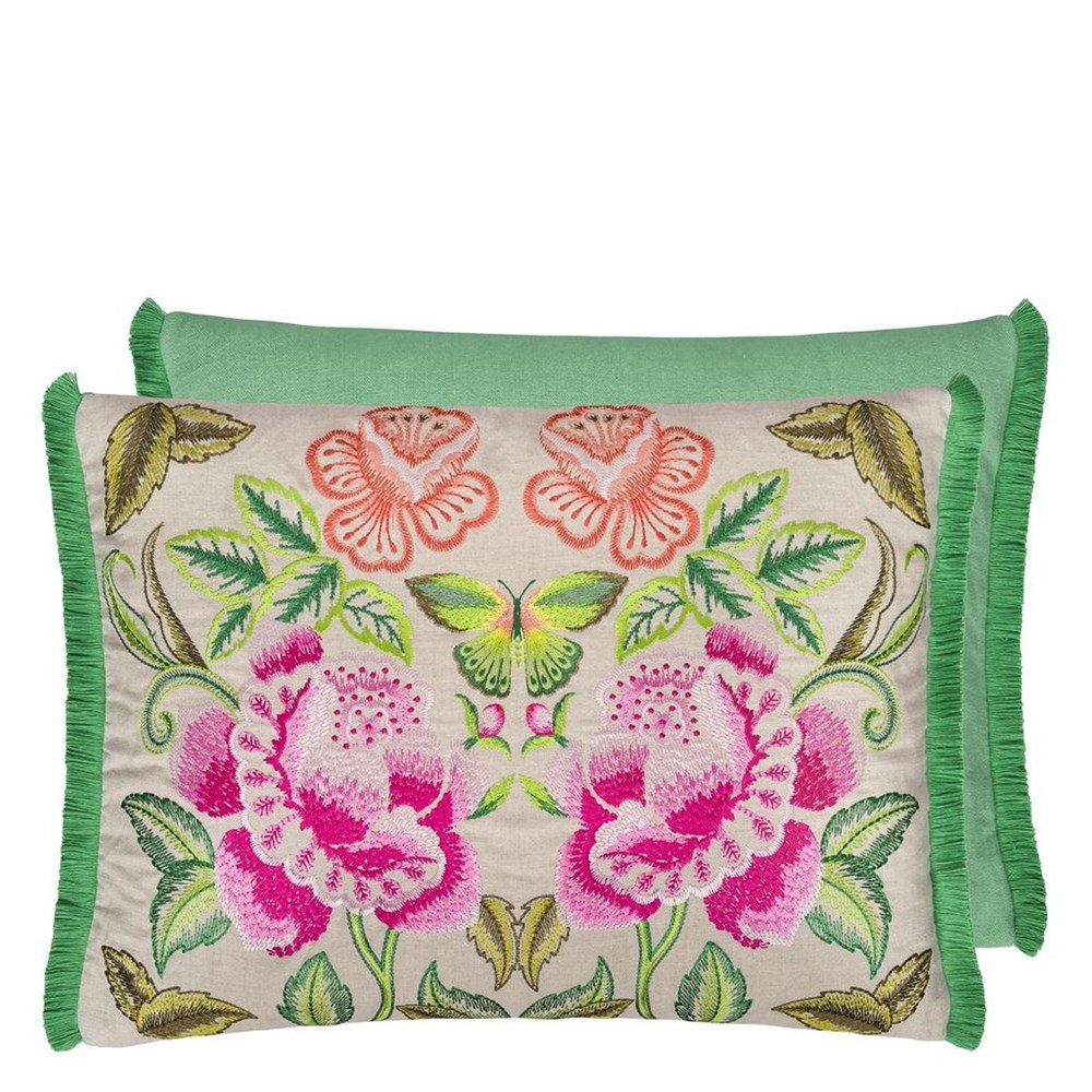 Isabella Embroidered Cushion by Designers Guild in Fuchsia Pink